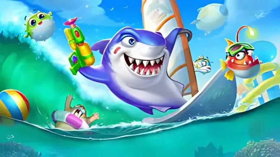 Ilustrasi permainan tembak ikan dengan target bawah laut